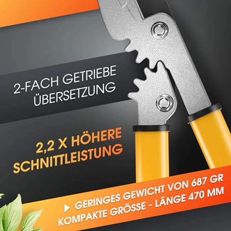 GRÜNTEK Astschere GRIZZLY 470 mm Scharfe AMBOSS Baumschere mit Gear-Drive Schneidsystem, Getriebeastschere für 2,2 fache Kraftersparnis und saubere Schnittkanten – Bild 5
