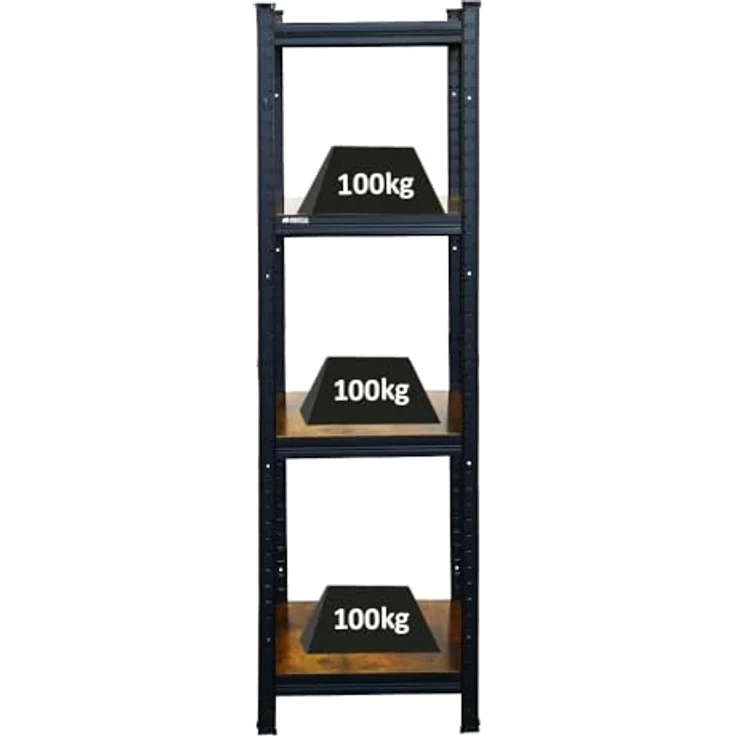 PROREGAL® Vintage Series Ragnar Schwerlastregal, 150x45x45cm, Fachlast 100kg, Braun-Schwarz, verstellbare Fachböden – Bild 1