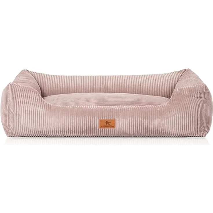 Knuffelwuff Hundebett aus Cord mit Handwebcharakter Olivia XL 105 x 75cm Rosa - Abnehmbarer Bezug - waschbar - für große, mittelgroße und kleine Hunde – Bild 2
