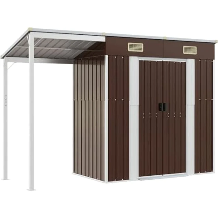 vidaXL Gartenhaus mit Schleppdach Braun 277x110,5x181 cm Stahl – Bild 1