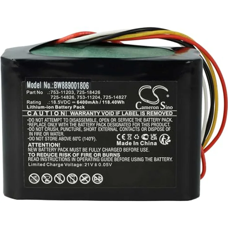 Vhbw Akku Ersatz für Robomow 725-18426, 753-11203, 753-11204, 725-14826, 725-14827, 6400mAh, 18,5V, Li-Ion, 5 Zellen