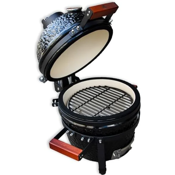 Schweng GmbH Kamado BBQ-First Grill, kompakter Keramik-Tischgrill mit Thermometer, für Grillen, Räuchern, Garen und Backen, ideal für Balkon & Terrasse, 26,5 cm Ø Grillfläche – Bild 2