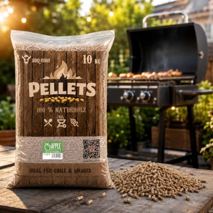 BBQ-Toro Grillpellets Apfel, 100% Apfelbaumholz, 10 kg, für Grill, Smoker und Pellet-Pizzaofen – Bild 2