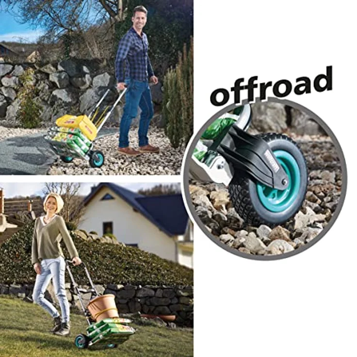 wolfcraft TS 850 Offroad, Transportsystem, Sackkarre für Garten und Gelände, bis 100 kg Tragkraft, Sackkarrenrad mit einem Durchmesser von 18 cm, klappbar, leicht verstaubar – Bild 5