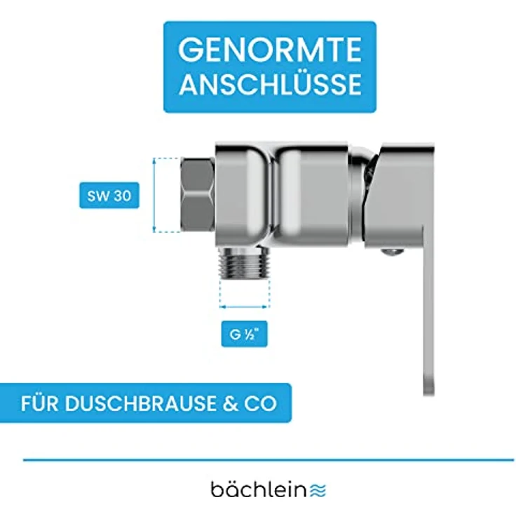 Bächlein Duscharmatur Leonte in Kantigem Design – Mischbatterie Komplettset inkl. allem Zubehör – Einhand-Wasserhahn für die Dusche Chrom – eckig – Bild 3