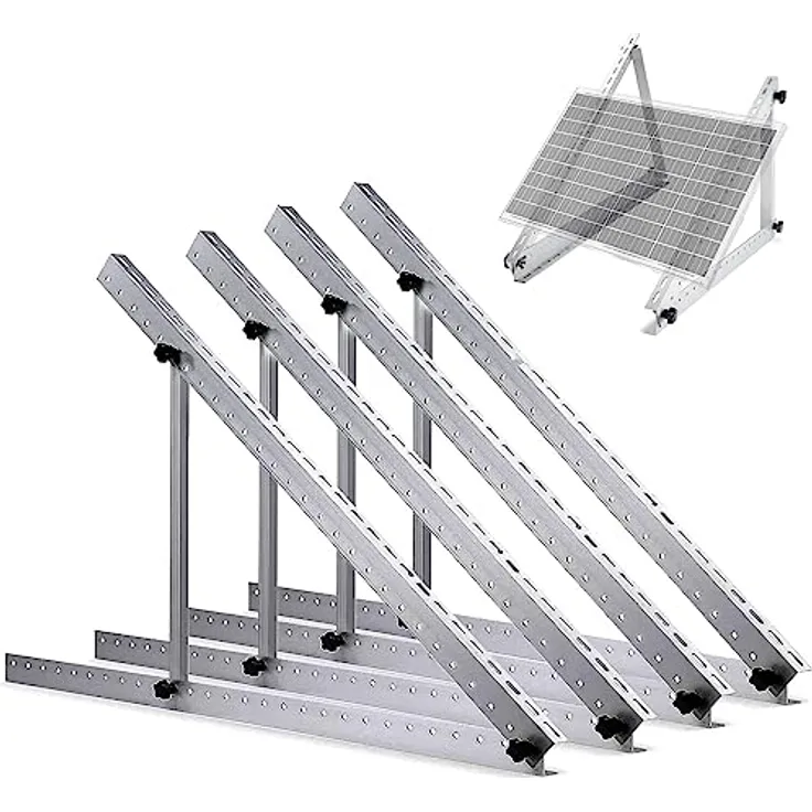 GLIESE Solarmodul Halterung 45 Zoll, Photovoltaik Universal Solarmodul Halterungen 114CM, Balkonkraftwerk Halterung, Winkel Einstellbar 0-90° - Aluminium, 4er Pack (2 Paar)
