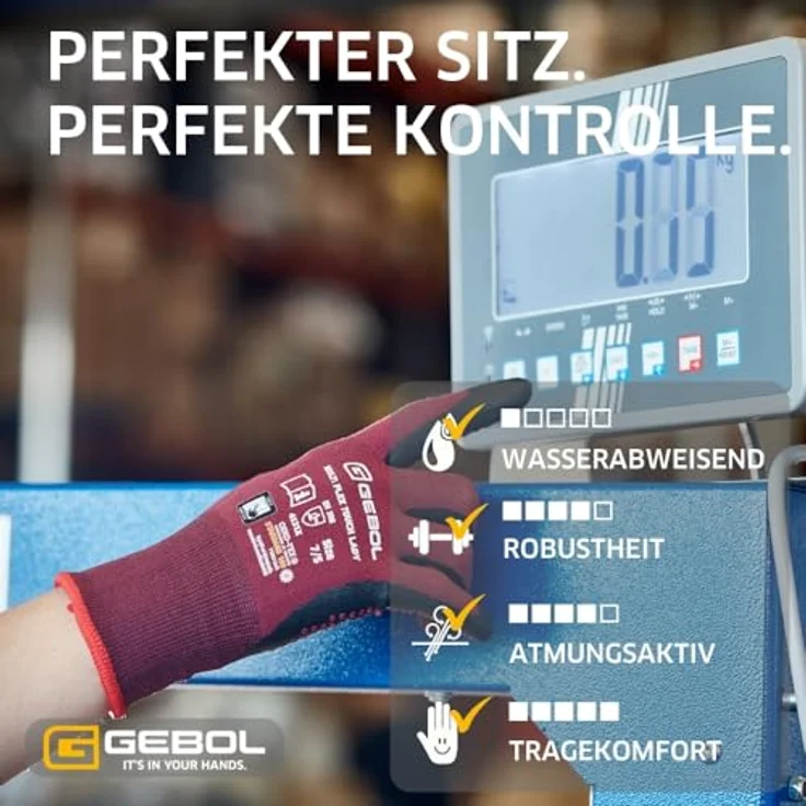 Gebol Arbeitshandschuhe Gebol Handschuh Multi Flex Touch Lady, Nahtloser Montagehandschuh mit Touch-Funktionalität, Größe 7/S, rot/schwarz – Bild 5
