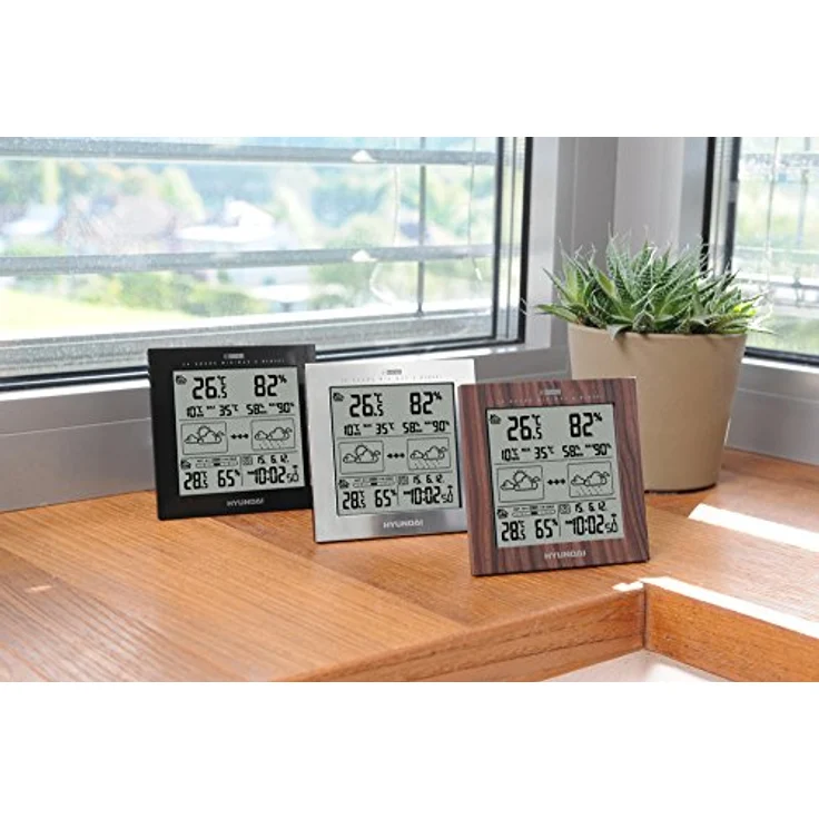 Hyundai HYUWS2244M Wetterstation, Silber, mit Innen- und Außentemperaturanzeige, Luftfeuchtigkeitsmessung und Wettervorhersage – Bild 5