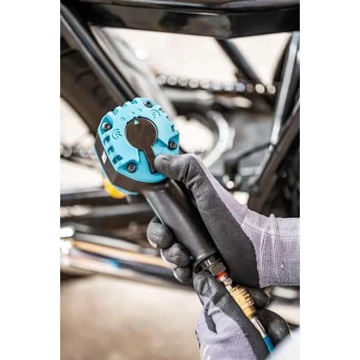 Hazet Mini Schlagschrauber (12,5 mm (1-2“) Vierkantabtrieb, extra kurz und leicht: 110 mm bei 1,3 kg, extrem hohes max. Lösemoment Dank Neuer Twin Turbo Technologie: 1600 Nm) 9012MTT, blau-schwarz – Bild 3