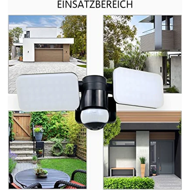 ELRO LF70 Duo-LED-Außenleuchte mit Bewegungssensor – 2 x 10 W – 1200 LM – IP54 Wasserdicht - Schwarz – Bild 3