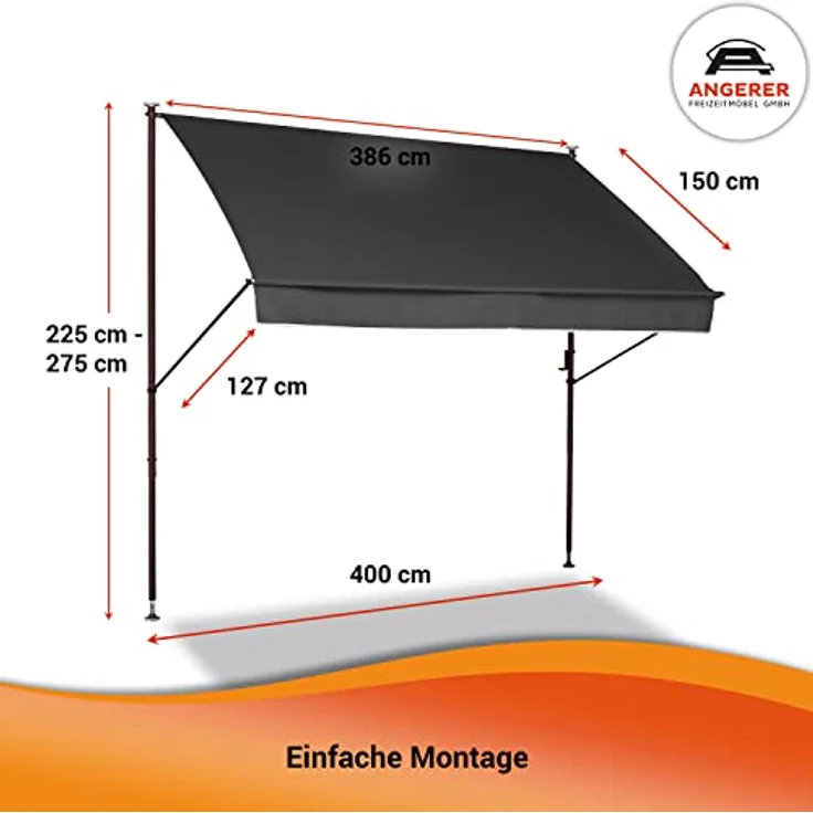 Klemmmarkise Style 400 cm Style anthrazit – Bild 9