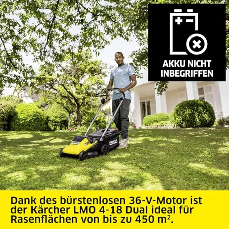 Kärcher Akku-Rasenmäher 'LMO 4-18 Dual' 18 V ohne Akku, bis 450 m², 2-in-1-Mähsystem, Mulchfunktion, iPower-Funktion, 37 cm Arbeitsbreite – Bild 2