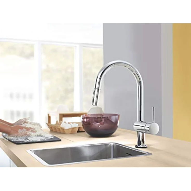 Grohe Minta Touch, Küchenarmatur mit C-Auslauf, Dualbrause, Laminarstrahl, Hochdruck, 360° schwenkbar – Bild 6
