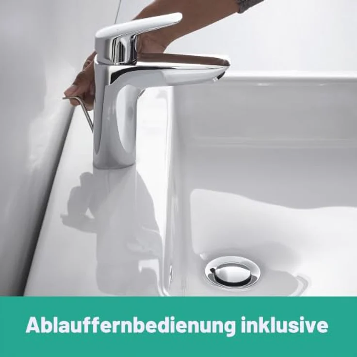 hansgrohe Logis 100 Waschtischarmatur, ComfortZone 100, Normalstrahl, Durchflussmenge 5 l/min, Metall Zugstangen-Ablaufgarnitur – Bild 5