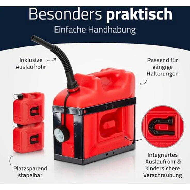 hünersdorff Kraftstoff-Kanister PROFI 10l für Benzin, Diesel und andere Gefahrgüter, UN-Zulassung, made in Germany, -geprüfte Produktion, rot – Bild 4