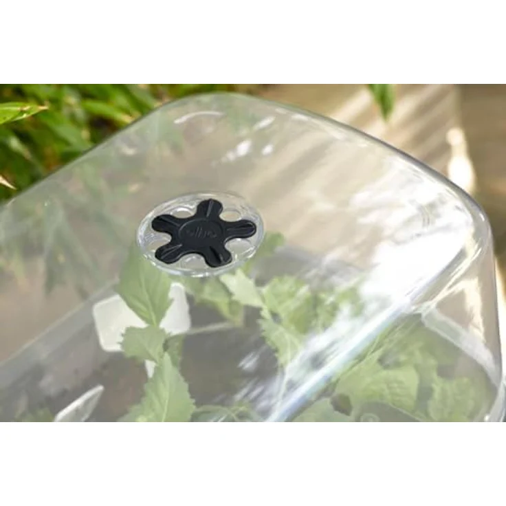 elho Noa Anzucht Tisch 80 - Hochbeete mit Abdeckung und Bewässerungssystem - Kräuterbeet aus 100% recyceltem Plastik - Ø 78.5 x H 34.2 cm - Schwarz/Living Schwarz – Bild 5