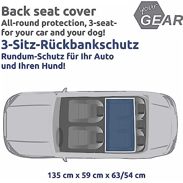 your GEAR Rapallo - Hunde Schondecke für Auto Rücksitzbank mit 2 Einstiegen, robust, weich, waschbar - für alle PKW – Bild 2