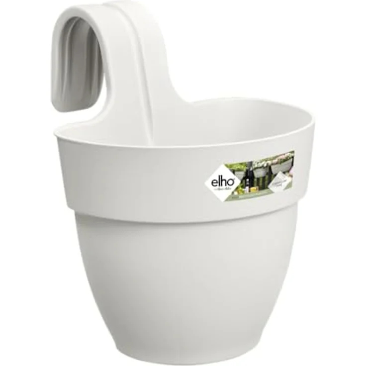 elho Vibia Campana Easy Hanger S 21 - Übertopf für Balkon & Außen - Ø 20.5 x H 26.5 cm - Weiß/Seidenweiß – Bild 1