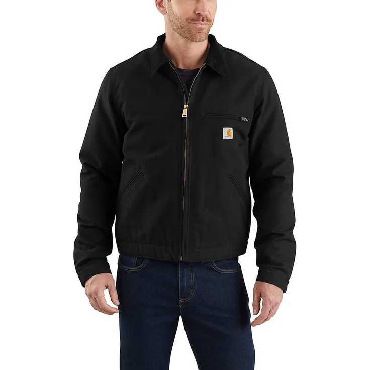 Carhartt Arbeitsjacke Duck Detroit Relaxed Fit, strapazierfähige Jacke aus Duck-Baumwoll-Material, mit Wolle gefüttert, für Männer, braun