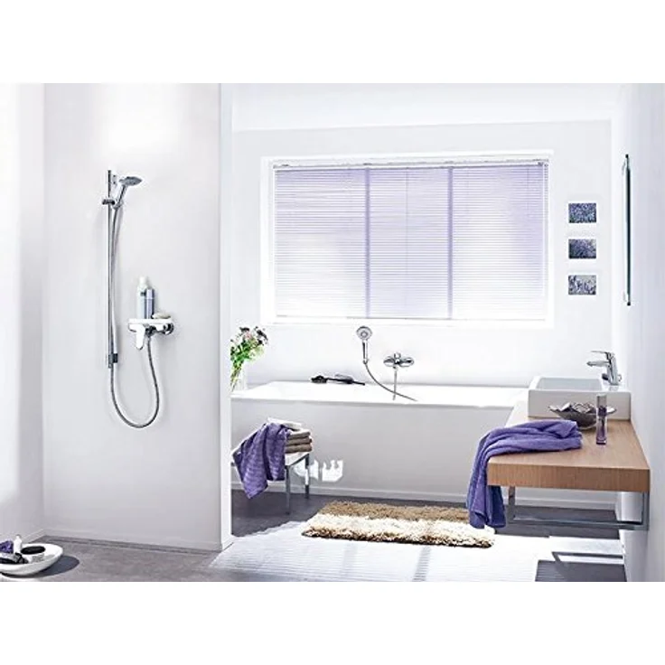 GROHE Eurodisc Cosmopolitan, Einhand-Wannenbatterie mit Brausegarnitur, Wandmontage, Chrom, GROHE SilkMove, variable Mengenbegrenzung – Bild 3