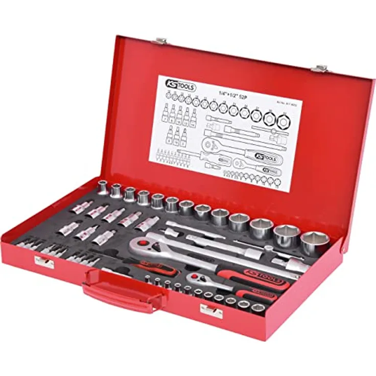 KS Tools 917.4052 Werkzeugset, 6-kant FlankTraction-Profil, matt satiniert, Chrom Vanadium, im stabilen Stahlblechkoffer