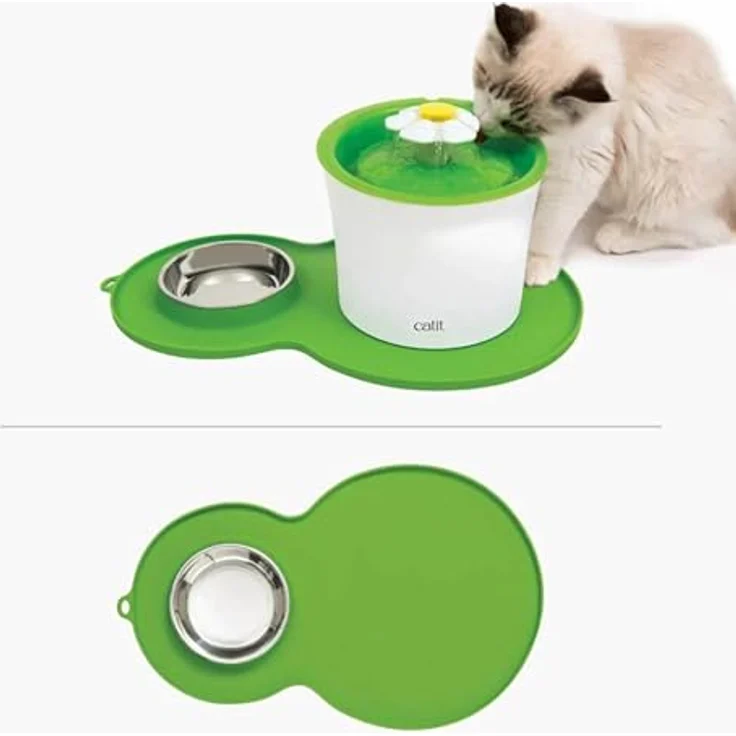Catit Silikonmatte Erdnuss, 46 x 29 cm in Grün mit integriertem Napf und rutschfestem Design – Bild 2