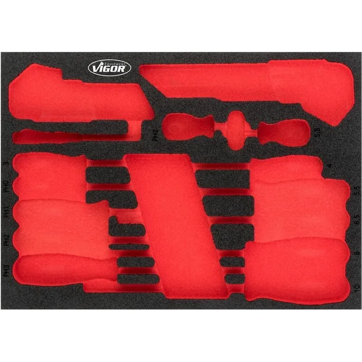 Vigor Weichschaum-Einlage V5081-L, 2K Weichschaum, 282 x 393 x 35 mm, rot, leicht zu reinigen, öl- und fettresistent