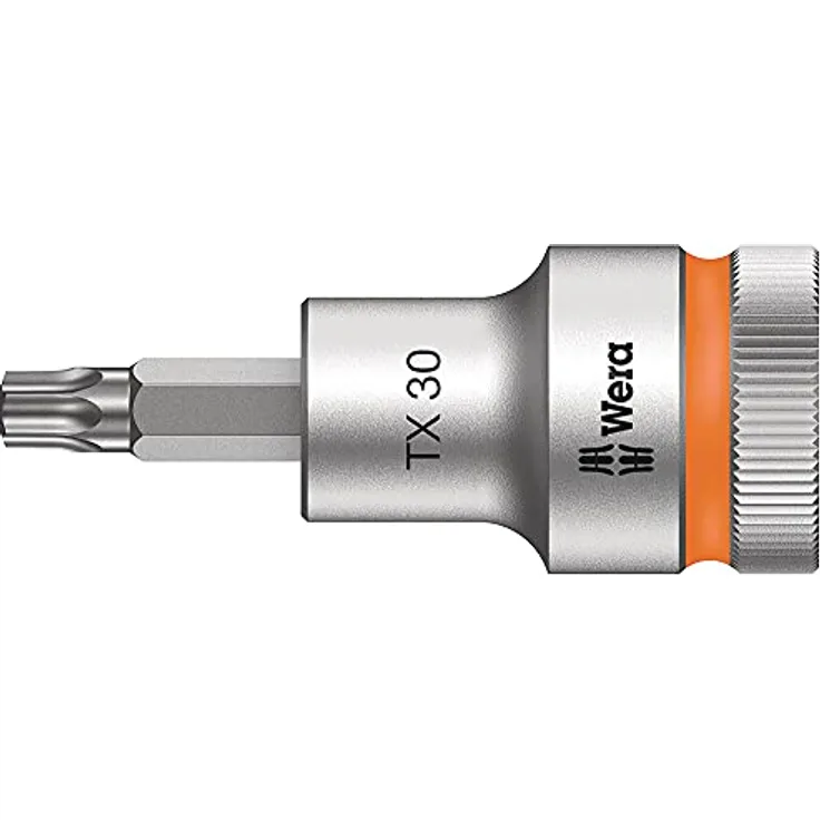 Wera Zyklop-Steckschlüsseleinsatz T 30 x 60 mm, 12.5 mm (1/2) mit Haltefunktion und Rändelung aus Chrom-Vanadium Stahl