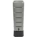 YourCasa Regentonne [Tower] 120L mit Standfuss, Deckel & Wasserhahn - Regenfass Frostsicher aus Kunststoff - Regenwassertonne - Regenwassertank Garten Wassertank Regensammler (Grau) - Nachhaltige Bewässerung & modernes Design