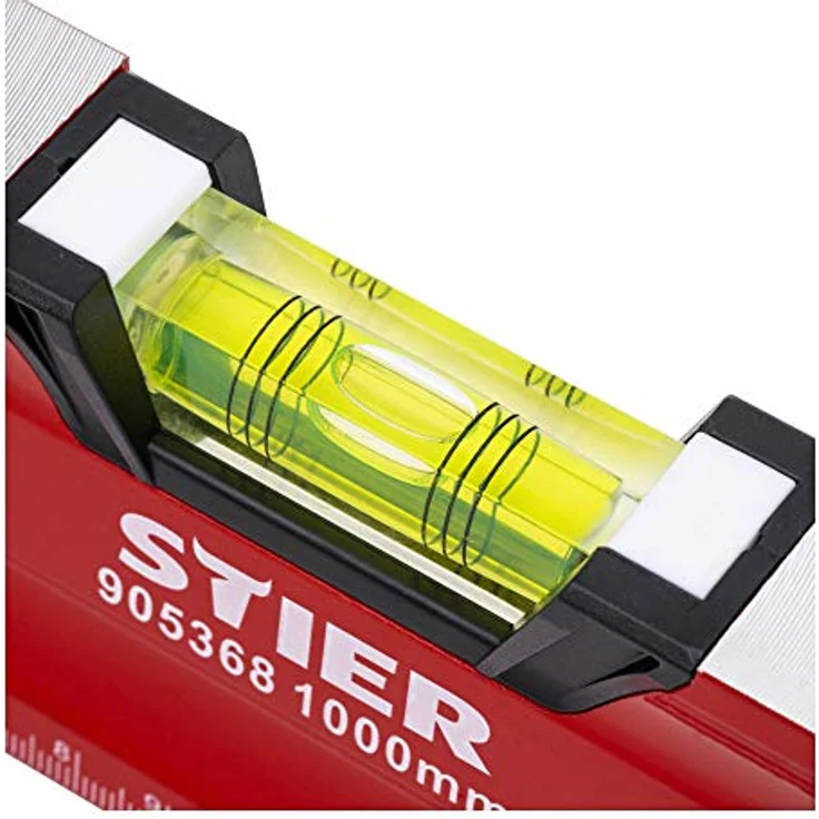 STIER Premium Wasserwaage, mit Magnet und drei Libellen, 1000 mm, 0,5 mm/m, vertikal und horizontal messen, Spiegel-Lotlibelle, präzise Messung, Aluminiumlegierung, doppelt gefräste Oberfläche – Bild 2