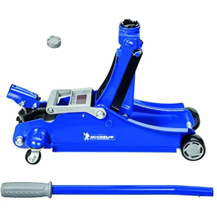 MICHELIN Hydraulischer Rangierwagenheber 2t Kfz Wagenheber mit Tragegriff, max. Hubhöhe 350 mm, Softgrip-Handgriff, 360° Schwenkräder – Bild 2