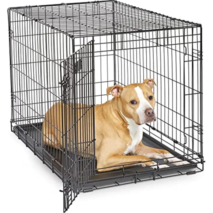 YEKE Midwest Homes for Pets iCrate Hundebox für Einzel- und Doppeltüren, mit auslaufsicherer Pfanne, Bodenschutzfüße, Trennwand und neuen patentierten Funktionen