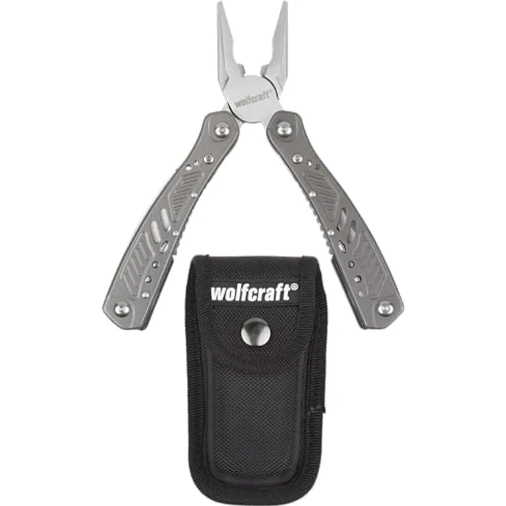 Wolfcraft Multitool 13-in-1 4080000, Multifunktionswerkzeug mit klappbaren Werkzeugen wie Messer, Zange & Säge, inkl. Nylon-Tasche, ideal für Garten, DIY und Camping