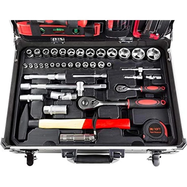 Dewalt Alu Werkzeugkoffer mit Werkzeug 176 tlg Aluminium Werkzeugkasten Werkzeugsset – Bild 5