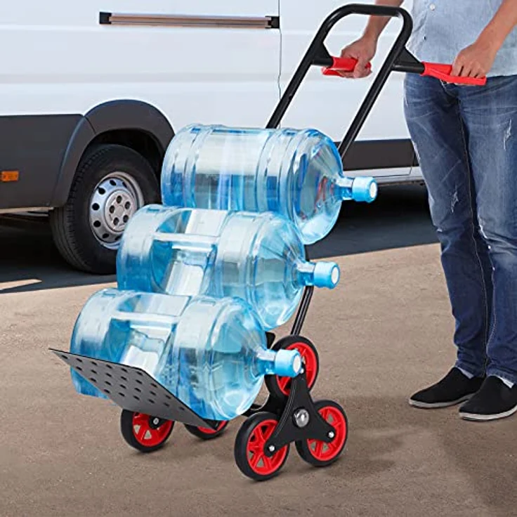 DURHAND Treppensteiger 150 kg Sackkarre Transportkarre Griff höhenverstellbar Klappbar Stahl 45 x 60 x 109 cm – Bild 2
