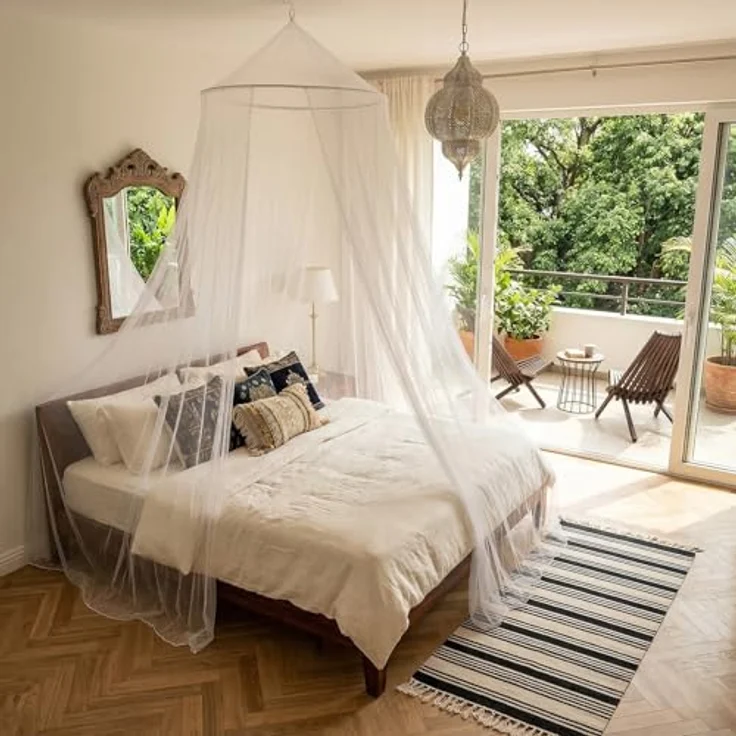 Sekey Moskitonetz Bett Betthimmel für Baby, weiß, Insektenschutz, 60x220x850cm, waschbar, inklusive Aufhängesatz – Bild 8