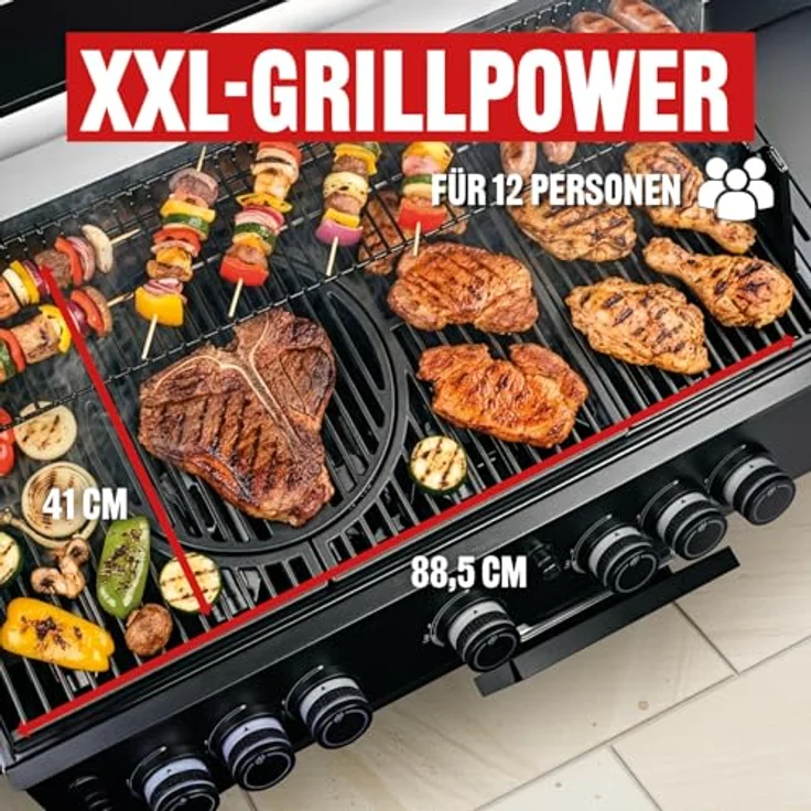 LANDMANN COOL BLACK 5.2 Gasgrill, 5 Brenner, 800 °C maxX-Zone, große Grillfläche, Thermobox & 2 Schubladen, BBQ-Thermometer, Modulus-Gussrost-System für Wok & Pizzastein – Bild 3