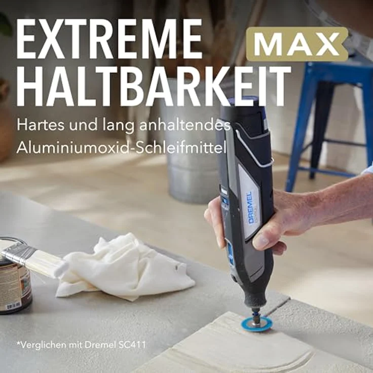 DREMEL MAX Hochleistungs-Schleifscheibe SC411DM, 3 Aluminiumoxid-Schleifscheiben, 3,2 mm Durchmesser, für Holz, Kunststoff und Metall, langlebig und verschleißfest – Bild 3
