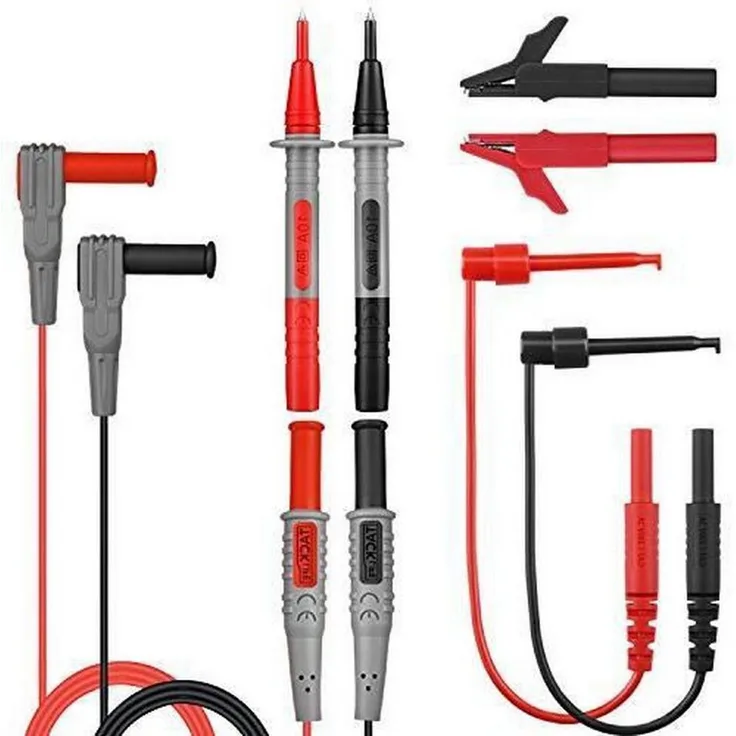 TACKLIFE METL04, 8-teiliges Messleitungs-Kit mit Verlängerungs-Messklemmen, rot und schwarz