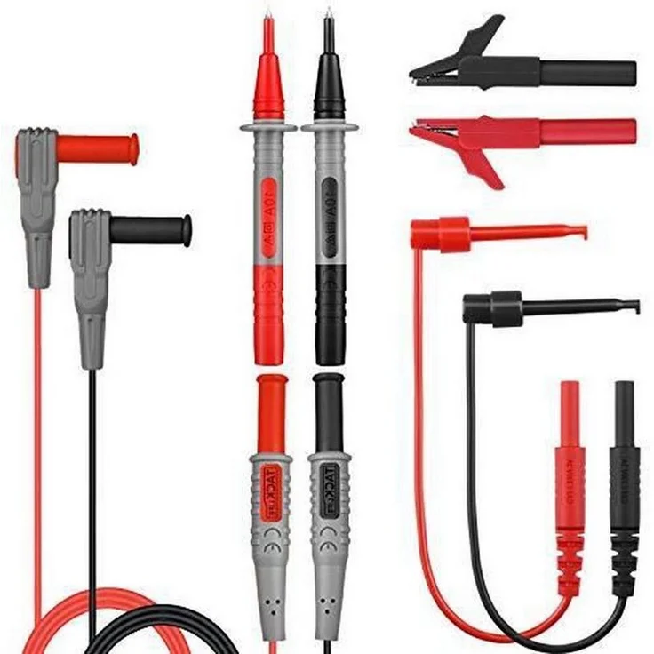 TACKLIFE METL04, 8-teiliges Messleitungs-Kit mit Verlängerungs-Messklemmen, rot und schwarz
