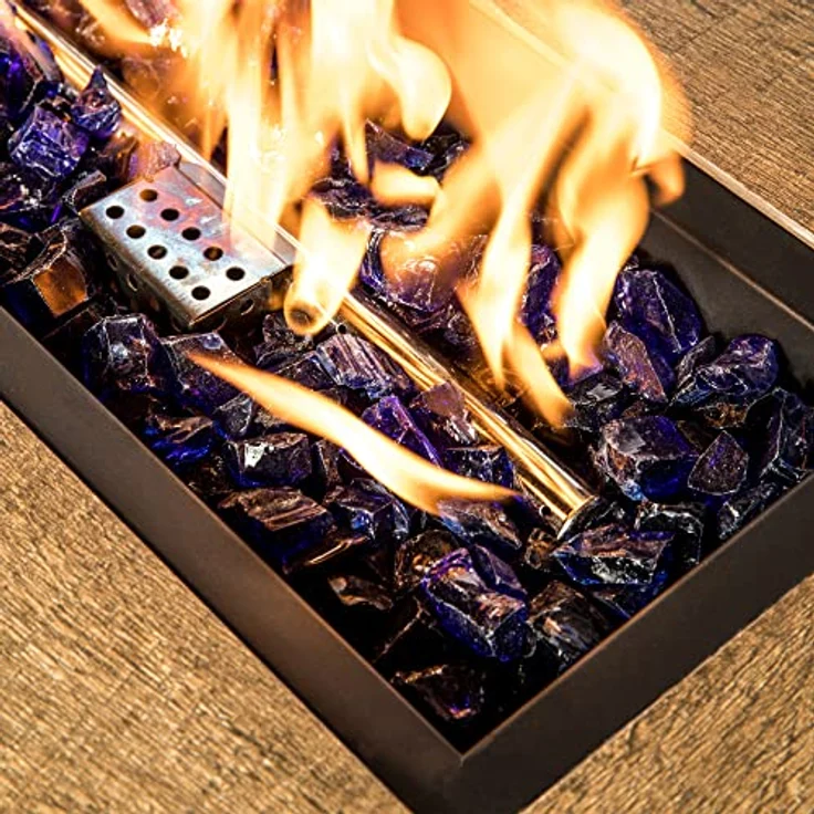 Teamson Home Feuerschale Blaues Feuerglas, dekorativ für Gas-Feuerstellen, hitzebeständig bis 600°C – Bild 3