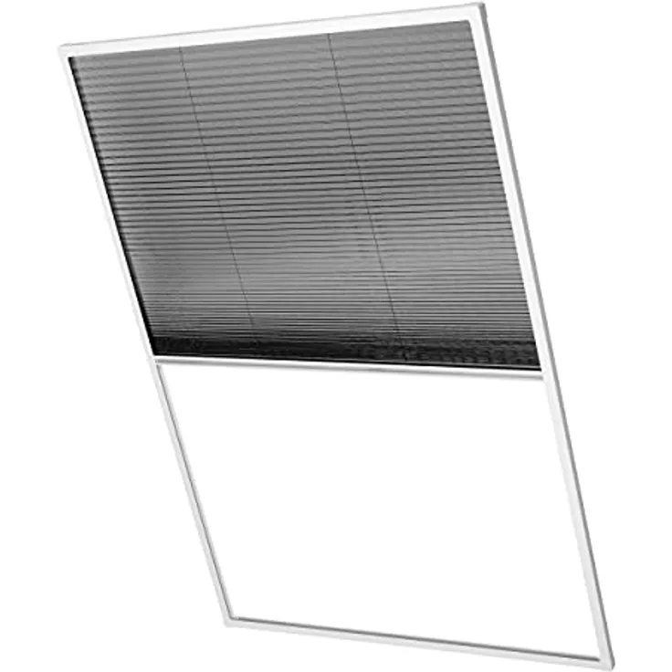 Ventanara® Insektenschutz Dachfensterplissee Fliegengitter Aluprofile Bausatz kürzbar (110 x 160 cm, Dachfensterplissee WEISS)