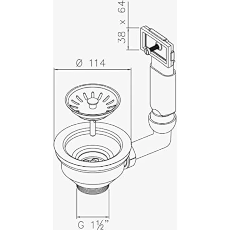 tecuro Spülen-Siebkorbventil Ø 114 mm (3 1/2 Zoll) mit Überlauf 38x64 mm, Edelstahl mit herausnehmbarem Siebeinsatz – Bild 5
