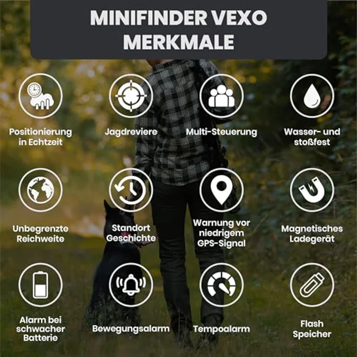 MiniFinder Vexo GPS-Hundetracker 39 g mit Echtzeit-Tracking, M90-Camo-Design, langer Akkulaufzeit & App-Integration für Jäger – Bild 8