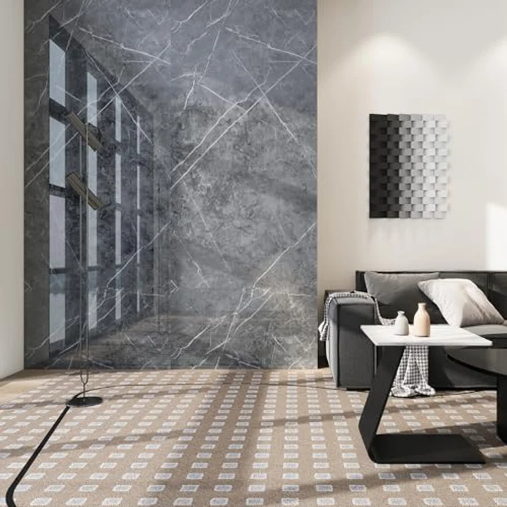 neu.haus Duschrückwand, Wandpaneel »Bladel« 4er Set 120 x 60 cm Grey Diamond, feuchtigkeitsunempfindlich, flexible Anpassung, schnelle Installation – Bild 5