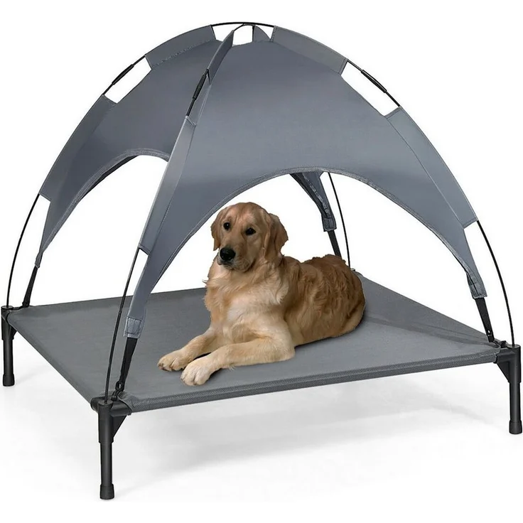 BURI Hundekorb Hundeliege mit Sonnendach 105x86cm Outdoorliege in blau
