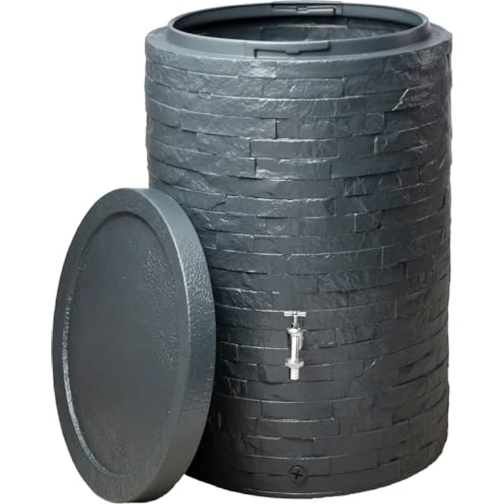 Garantia Muro Regenspeicher Komplett-Set 260 Liter Graphite Grey inkl. Chrom-Auslaufhahn & Fallrohranschluss – Bild 2