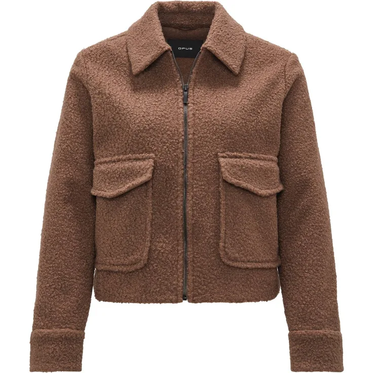 OPUS Allwetterjacke Teddyjacke Holma - Weit, stilvolle Bouclé Optik, leichtes Material, lockere Passform, cropped Länge, 100% Polyester (ungefüttert)