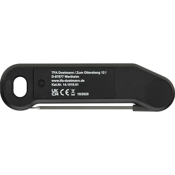 TFA Dostmann Digitales Fleischthermometer 14.1519, 0,6s schnelle Messung, 0,3 °C Genauigkeit, IP66 Schutz, Edelstahlsonde, schwarz – Bild 5