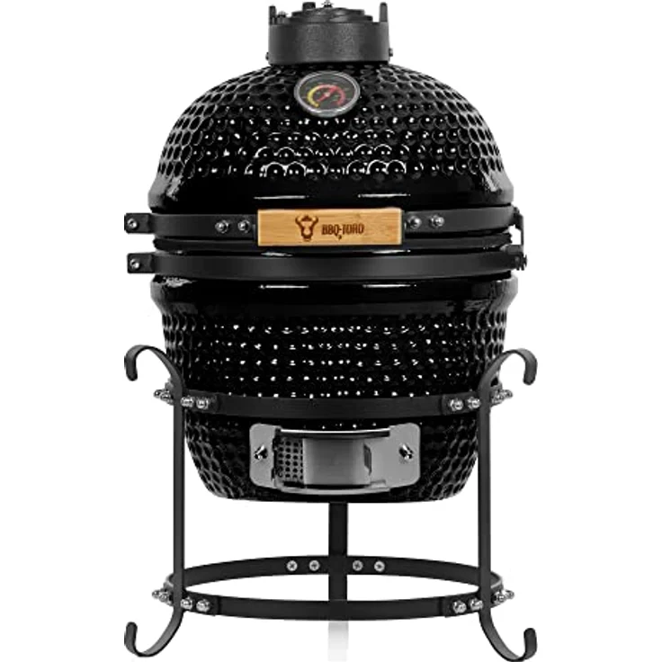 BBQ-Toro Kamado Grill | Holzkohlegrill Haiiro Ø 32 cm mit Thermometer, Holzgriff | Schwarz | Kamado Keramikgrill, Mini Holzkohlegrill, Mini Kamado Grill, Keramik Grill, Kamado BBQ, Ceramic Grill – Bild 1